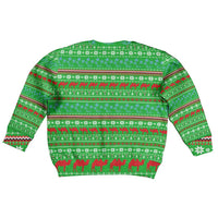 Djibouti Christmas Kid Ugly Christmas Sweater with Santa Riding Camel Palm Trees Red Camel - Wonder Print Shop