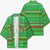 Djibouti Christmas Kimono with Santa Riding Camel Palm Trees Red Camel - Wonder Print Shop