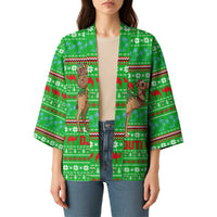 Djibouti Christmas Kimono with Santa Riding Camel Palm Trees Red Camel - Wonder Print Shop