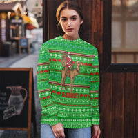 Djibouti Christmas Ugly Christmas Sweater with Santa Riding Camel Palm Trees Red Camel - Wonder Print Shop