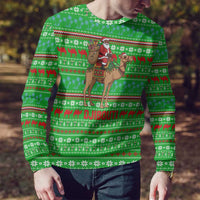 Djibouti Christmas Ugly Christmas Sweater with Santa Riding Camel Palm Trees Red Camel - Wonder Print Shop