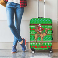 Djibouti Christmas Luggage Cover with Santa Riding Camel Palm Trees Red Camel - Wonder Print Shop