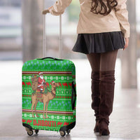 Djibouti Christmas Luggage Cover with Santa Riding Camel Palm Trees Red Camel - Wonder Print Shop