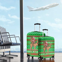 Djibouti Christmas Luggage Cover with Santa Riding Camel Palm Trees Red Camel - Wonder Print Shop