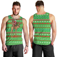 Djibouti Christmas Men Tank Top with Santa Riding Camel Palm Trees Red Camel - Wonder Print Shop
