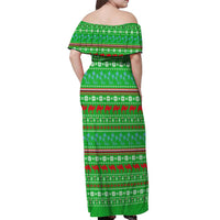 Djibouti Christmas Off Shoulder Maxi Dress with Santa Riding Camel Palm Trees Red Camel - Wonder Print Shop