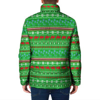 Djibouti Christmas Padded Jacket with Santa Riding Camel Palm Trees Red Camel - Wonder Print Shop