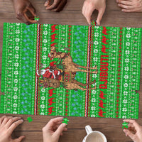 Djibouti Christmas Puzzle with Santa Riding Camel Palm Trees Red Camel - Wonder Print Shop