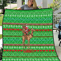 Djibouti Christmas Quilt with Santa Riding Camel Palm Trees Red Camel - Wonder Print Shop