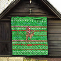Djibouti Christmas Quilt with Santa Riding Camel Palm Trees Red Camel - Wonder Print Shop