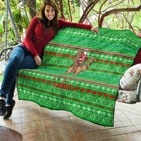 Djibouti Christmas Quilt with Santa Riding Camel Palm Trees Red Camel - Wonder Print Shop