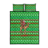 Djibouti Christmas Quilt Bed Set with Santa Riding Camel Palm Trees Red Camel - Wonder Print Shop