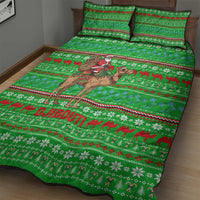 Djibouti Christmas Quilt Bed Set with Santa Riding Camel Palm Trees Red Camel - Wonder Print Shop