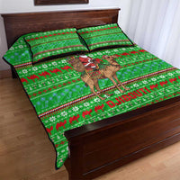 Djibouti Christmas Quilt Bed Set with Santa Riding Camel Palm Trees Red Camel - Wonder Print Shop