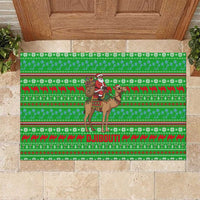 Djibouti Christmas Rubber Doormat with Santa Riding Camel Palm Trees Red Camel - Wonder Print Shop