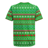 Djibouti Christmas Rugby Jersey with Santa Riding Camel Palm Trees Red Camel - Wonder Print Shop