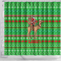 Djibouti Christmas Shower Curtain with Santa Riding Camel Palm Trees Red Camel - Wonder Print Shop
