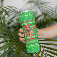 Djibouti Christmas Skinny Tumbler with Santa Riding Camel Palm Trees Red Camel - Wonder Print Shop
