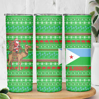 Djibouti Christmas Skinny Tumbler with Santa Riding Camel Palm Trees Red Camel - Wonder Print Shop