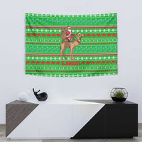 Djibouti Christmas Tapestry with Santa Riding Camel Palm Trees Red Camel - Wonder Print Shop