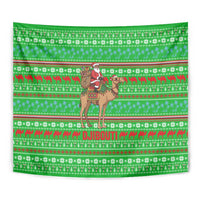 Djibouti Christmas Tapestry with Santa Riding Camel Palm Trees Red Camel - Wonder Print Shop
