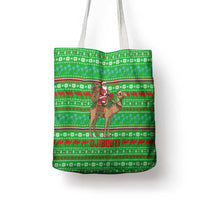 Djibouti Christmas Tote Bag with Santa Riding Camel Palm Trees Red Camel - Wonder Print Shop