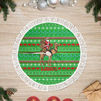 Djibouti Christmas Tree Skirt with Santa Riding Camel Palm Trees Red Camel - Wonder Print Shop