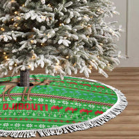 Djibouti Christmas Tree Skirt with Santa Riding Camel Palm Trees Red Camel - Wonder Print Shop
