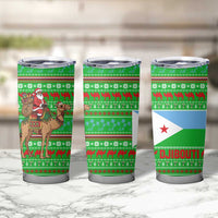 Djibouti Christmas Tumbler Cup with Santa Riding Camel Palm Trees Red Camel - Wonder Print Shop