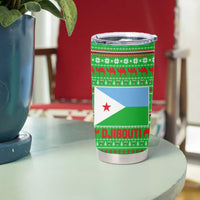 Djibouti Christmas Tumbler Cup with Santa Riding Camel Palm Trees Red Camel - Wonder Print Shop