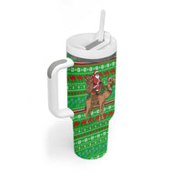 Djibouti Christmas Tumbler With Handle with Santa Riding Camel Palm Trees Red Camel - Wonder Print Shop