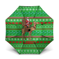 Djibouti Christmas Umbrella with Santa Riding Camel Palm Trees Red Camel - Wonder Print Shop