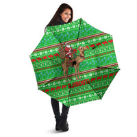 Djibouti Christmas Umbrella with Santa Riding Camel Palm Trees Red Camel - Wonder Print Shop