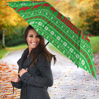 Djibouti Christmas Umbrella with Santa Riding Camel Palm Trees Red Camel - Wonder Print Shop
