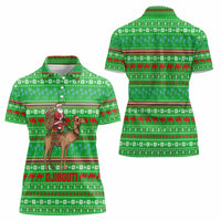 Djibouti Christmas Women Polo Shirt with Santa Riding Camel Palm Trees Red Camel - Wonder Print Shop