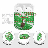Djibouti Christmas AirPods Case with Santa Eagle Doves Trees and Green Snowflake Holiday - Wonder Print Shop