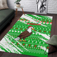 Djibouti Christmas Area Rug with Santa Eagle Doves Trees and Green Snowflake Holiday - Wonder Print Shop
