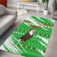 Djibouti Christmas Area Rug with Santa Eagle Doves Trees and Green Snowflake Holiday - Wonder Print Shop