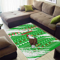 Djibouti Christmas Area Rug with Santa Eagle Doves Trees and Green Snowflake Holiday - Wonder Print Shop