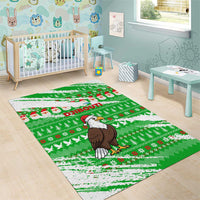Djibouti Christmas Area Rug with Santa Eagle Doves Trees and Green Snowflake Holiday - Wonder Print Shop