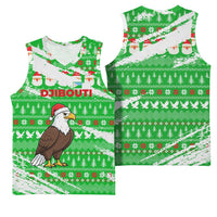 Djibouti Christmas Basketball Jersey with Santa Eagle Doves Trees and Green Snowflake Holiday - Wonder Print Shop