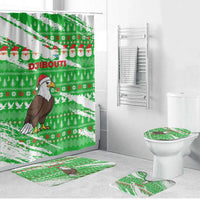 Djibouti Christmas Bathroom Set with Santa Eagle Doves Trees and Green Snowflake Holiday - Wonder Print Shop