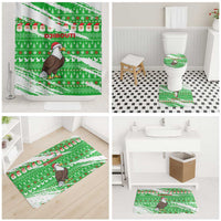 Djibouti Christmas Bathroom Set with Santa Eagle Doves Trees and Green Snowflake Holiday - Wonder Print Shop
