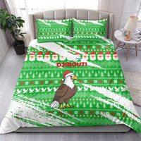 Djibouti Christmas Bedding Set with Santa Eagle Doves Trees and Green Snowflake Holiday - Wonder Print Shop