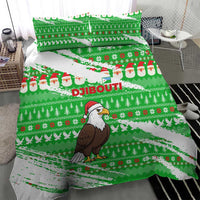 Djibouti Christmas Bedding Set with Santa Eagle Doves Trees and Green Snowflake Holiday - Wonder Print Shop