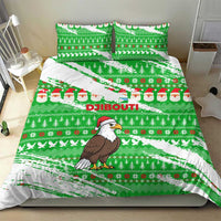 Djibouti Christmas Bedding Set with Santa Eagle Doves Trees and Green Snowflake Holiday - Wonder Print Shop