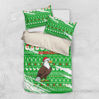 Djibouti Christmas Bedding Set with Santa Eagle Doves Trees and Green Snowflake Holiday - Wonder Print Shop