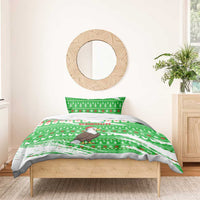 Djibouti Christmas Bedding Set with Santa Eagle Doves Trees and Green Snowflake Holiday - Wonder Print Shop