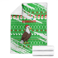 Djibouti Christmas Blanket with Santa Eagle Doves Trees and Green Snowflake Holiday - Wonder Print Shop