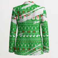 Djibouti Christmas Blazer with Santa Eagle Doves Trees and Green Snowflake Holiday - Wonder Print Shop